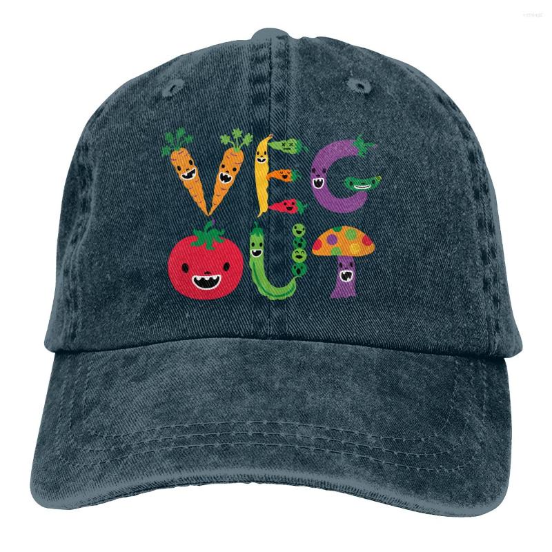 

Berets Unisex Adult Cowboy Hat Veg Out Vegetables Adjustable Baseball Caps Trucker Cap Retro Denim Hats Dad, Black