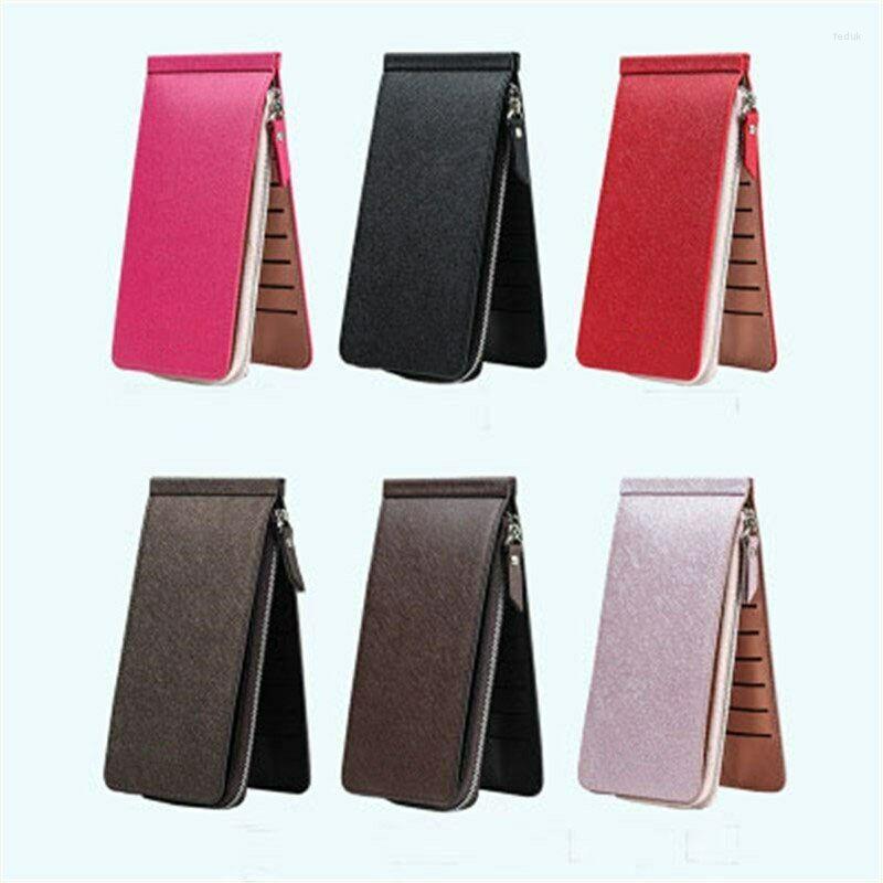 

Card Holders Woman Leather Wallet Clamps Purse Cash Clip Billfold Lady Handbag ID Holder Vintage Men Women, 06