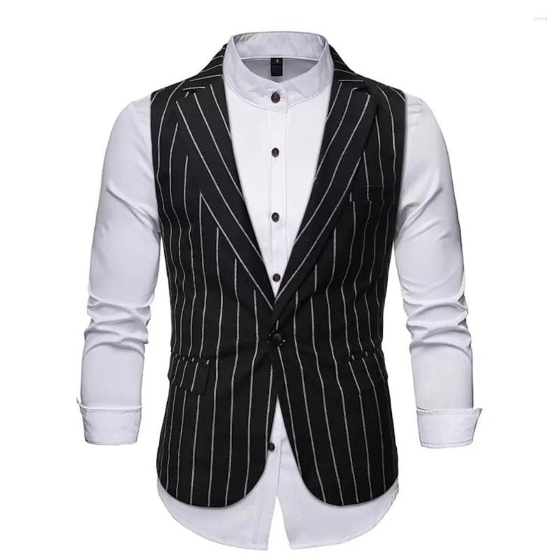 

Men' Vests Men' Striped Vest Formal Business Slim Fit Sleeveless Suit Jacket, White
