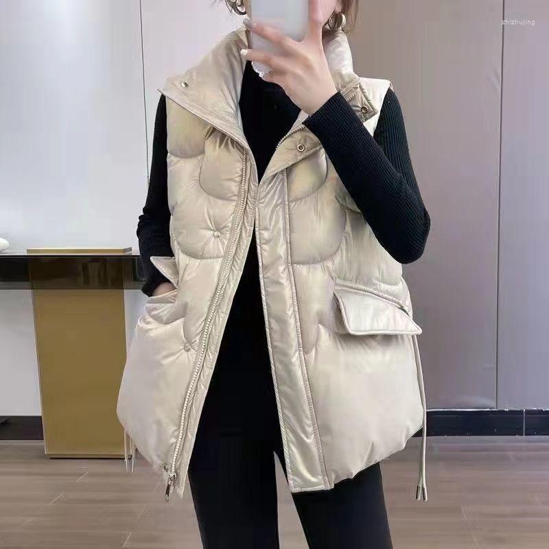 

Women's Vests Vest Korean Down Cotton Women Waistcoat Sleeveless Jacket 2022 Autumn Winter Female Coat Gilet Veste Femme E418, White 005