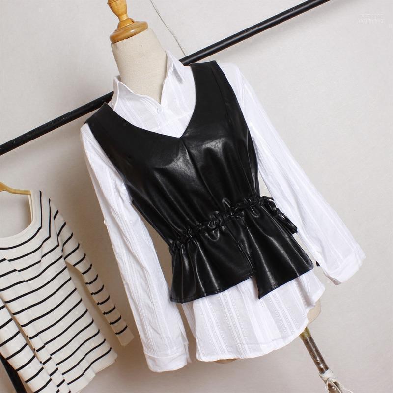 

Women' Vests Women' 2022 Spring Women Slim PU Leather Vest Casual Sleeveless V-neck Jumpers Pullover Plus Size 4XL Y23, Hei