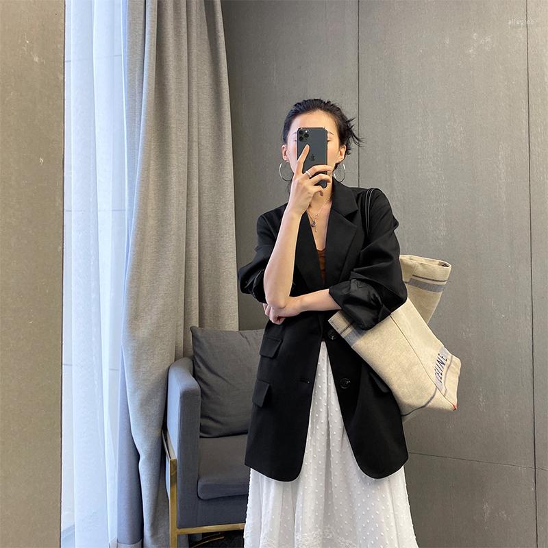 

Women's Suits Women Blazer Black All Match Casual Long Ladies Blazers And Jackets Loose Oversize Suit Coats 2022 Fashion