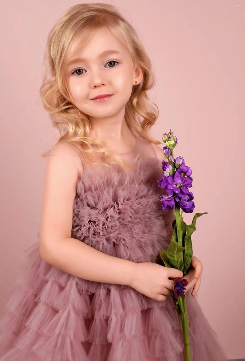 

Girl Dresses GySummer Bean Paste Color Lace Tutu Skirt Party Catwalk Christmas Ball Dress Cute Baby Cake, Red