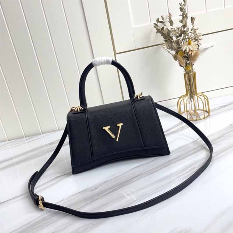 

Women Totes hourglass bags leather Purses Handbag Designer bag unique Arc shape Crossbody Shoulder Bags appearance metal V word handbags fashion wallet 23x10x24cm, Customize