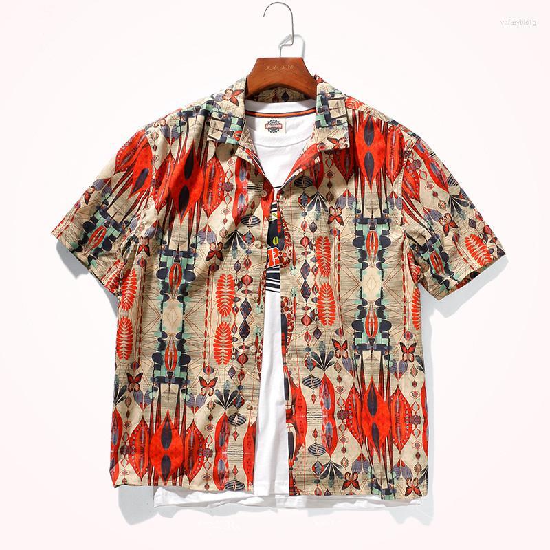 

Men's Casual Shirts Men's 2022 Summer Personalized Printed Shirt Men's Trendy Short-sleeved Loose OVERSIZE Style Fashion Street, Red