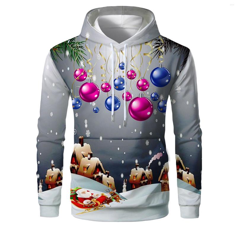 

Men's Hoodies Men Fall Christmas Tether Pocket Slim Printing Hoodie Long-Sleeve Top Blouses, Grey