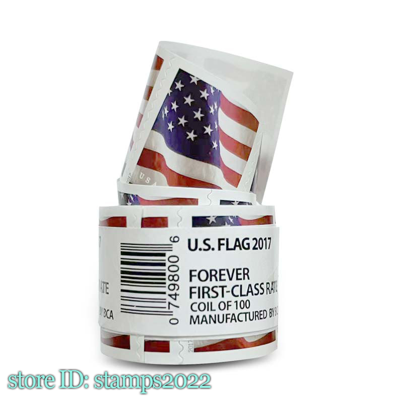 

Forever First Class 2022 US Flag Roll of 100 Post Office Mail Service Envelopes Letters Postcard Cards Office Mailing Supplies, Stamps