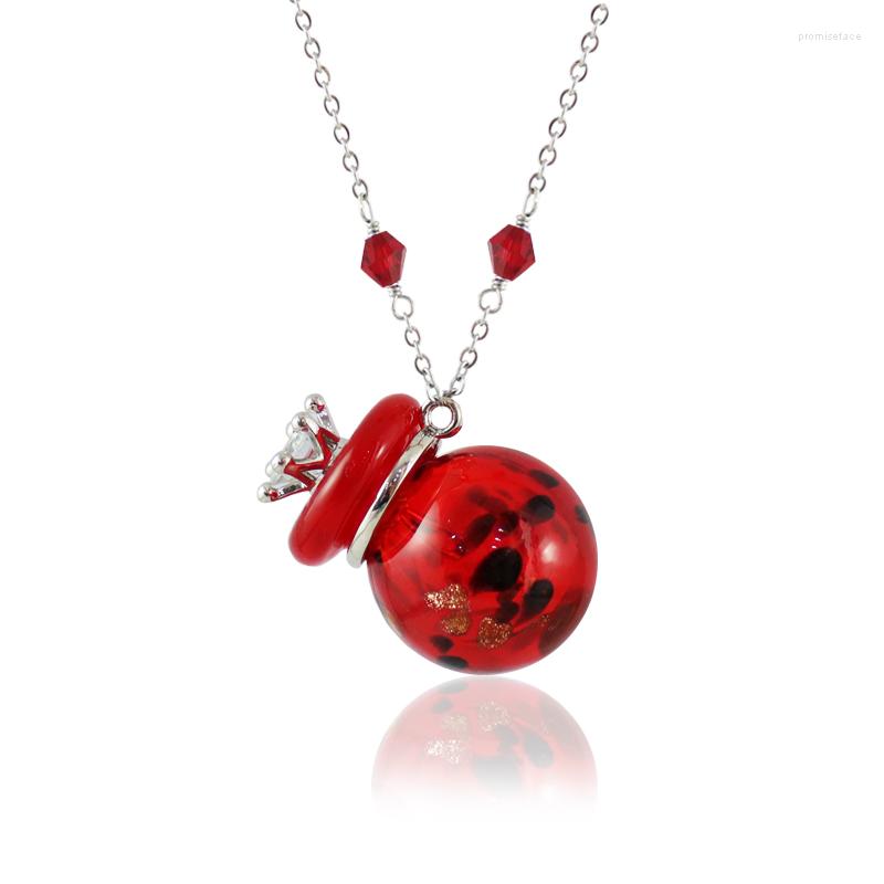

Pendant Necklaces 1PC Perfume Ball Necklace Essential Oil Murano Glass Stainless Steel Chain Perfumes For Women