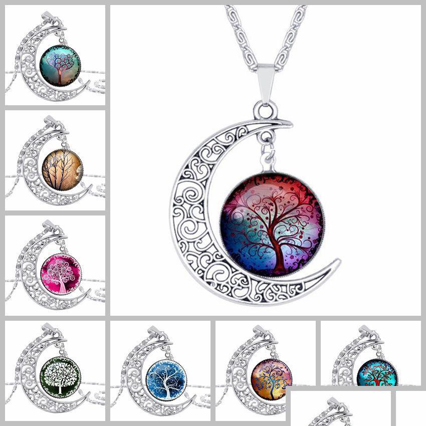 

Pendant Necklaces Tree Of Life Necklaces Moon Gemstone Women Pendant Hollow Carved 8 Mix Jewelry Drop Delivery 2022 Pendants Dhzsa