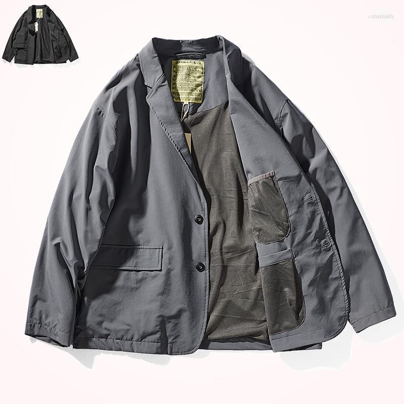 

Men's Suits Men's Autumn And Spring Japanese Retro Casual Blazers Jackets Men's Fashion Street Raglan Sleeve Couple Tops Loose Long, Black