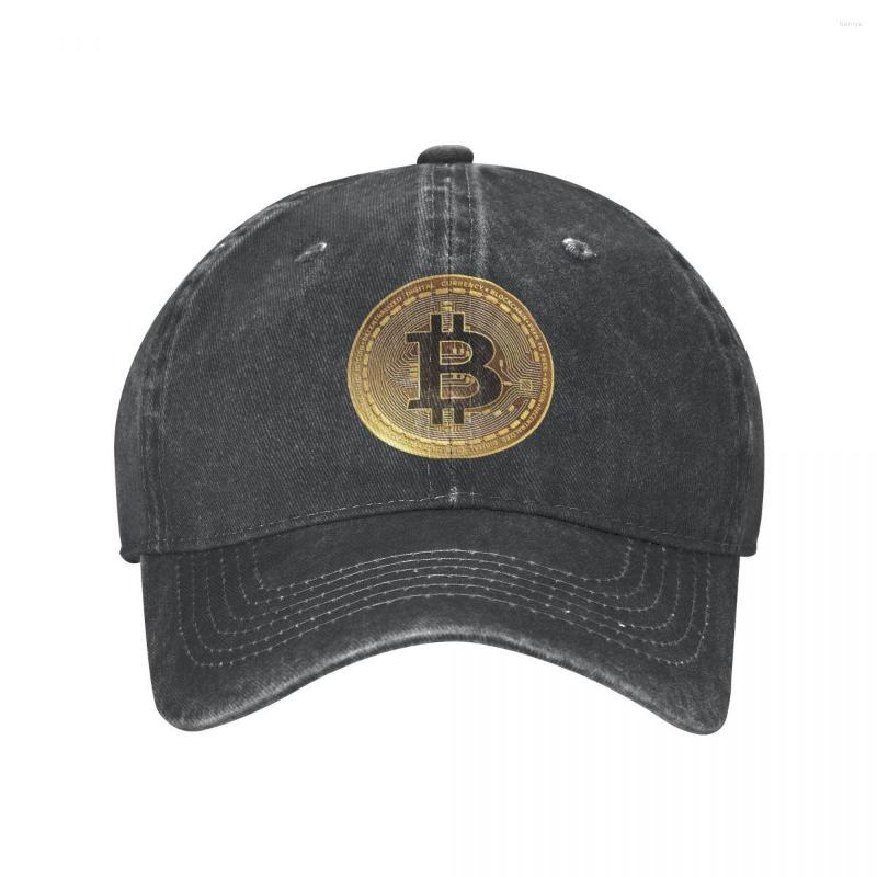 

Berets Unisex Adult Cowboy Hat BTC - Cryptocurrency Adjustable Baseball Caps Trucker Cap Retro Denim Hats Dad, Black