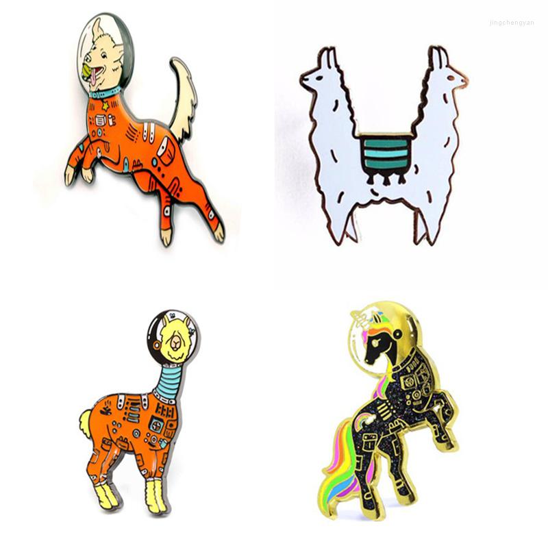 

Brooches Custom Hard Enamel Silver Plated Sheep Pins Forest Cartoon Deer Brooch Animal Dog Lapel Astronaut Emblems