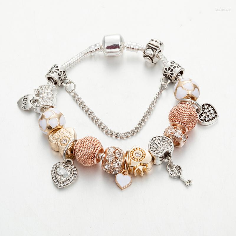 

Charm Bracelets ANNAPAER Luxury Beads Charms Bracelet & Bangles Mujer Key DIY Jewelry Fit Wedding Gift B18010