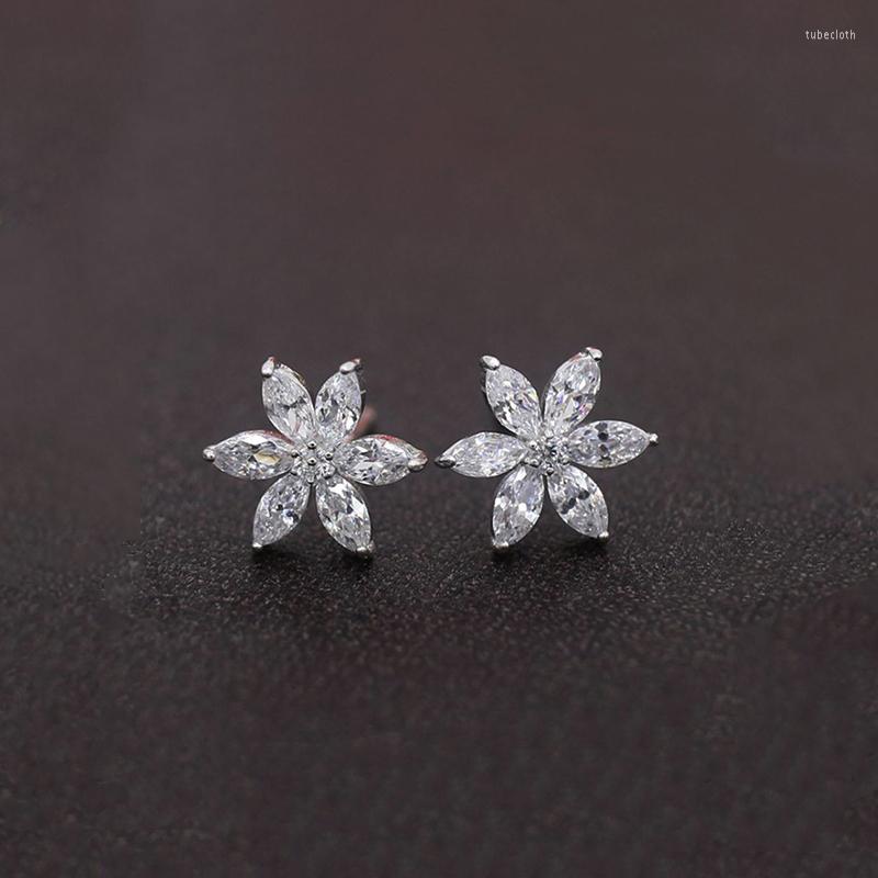 

Stud Earrings Cubic Zirconia CZ Simple Small Flower For Women Chain Tassel Long Earring Girls Birthday Gift