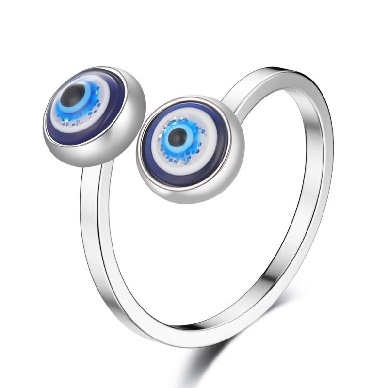 

Evil Eyes Mid Ring Stainless Steel Open Adjustable Blue Eye Ring Fashion Jewelry