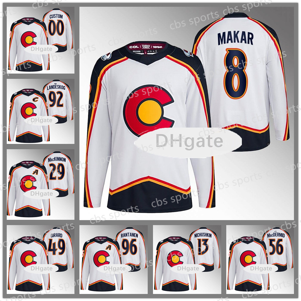 

Nathan MacKinnon 2022-23 Reverse Retro 2.0 Avalanche jersey Colorado Cale Makar Mikko Rantanen Gabriel Landeskog Darren Helm Mens Womens Youth, As shown in illustration