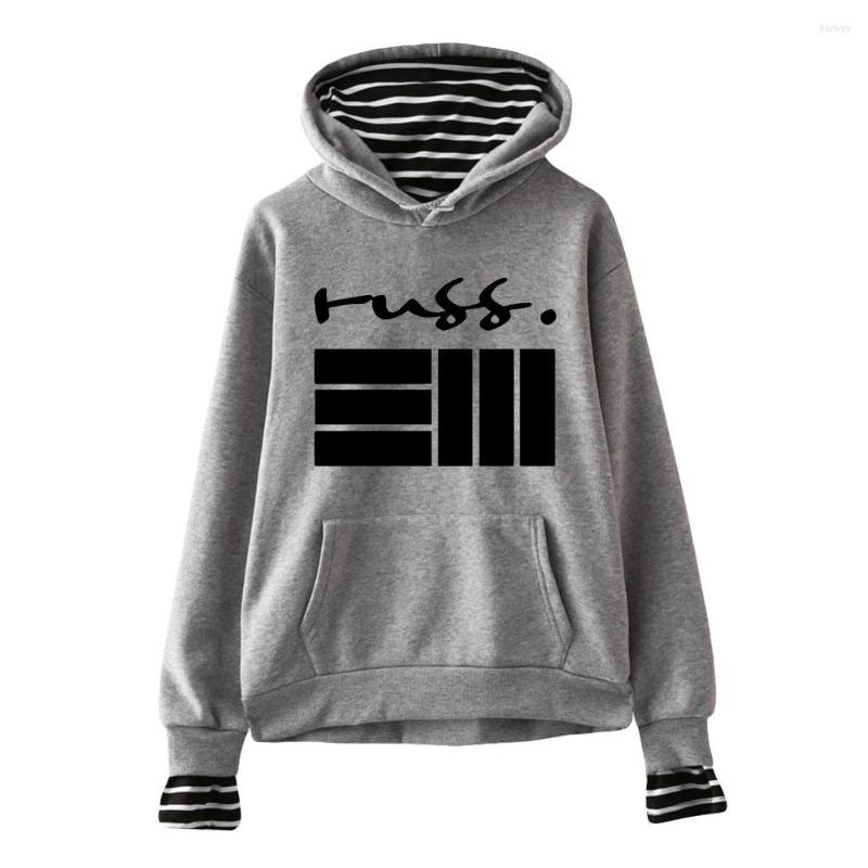 

Men's Hoodies WAWNI Russ Fake Two-Piece Sweatshirt High-Quality Polyester Fabric Casual Pullover Printed Clothes Unisex Hoodie Fashion, Black