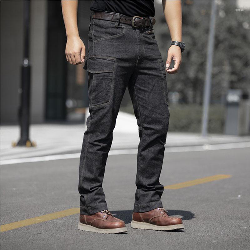

Men' Jeans Elasticity Cargo Men Waterproof Wear-resistant Tactical Trousers Casual Multi-Pockets Solid Color Joggers Mens Pants, Black