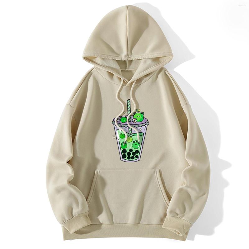 

Women's Hoodies Women Milk Print Hooded Round Neck Loose Sweatshirt Casual Long Sleeve Pullover Turtleneck Tops Junior Girls Hoodie, Black