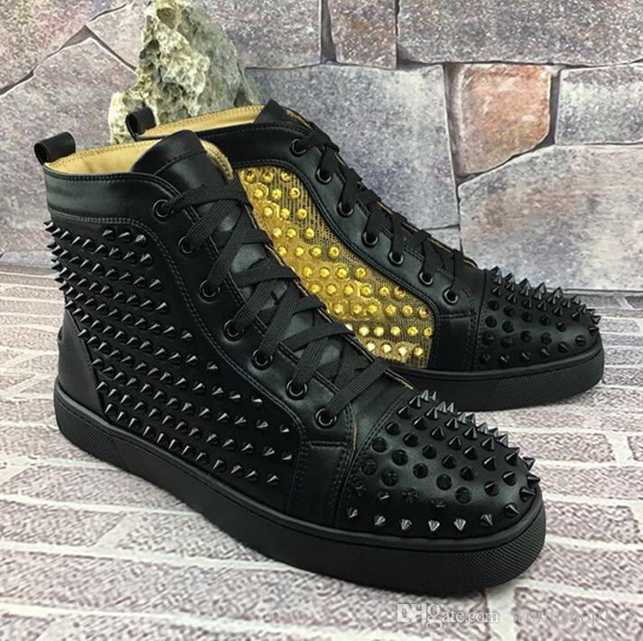 

Red-Bottoms Sandal Christians Classic Designer Brand Studded Spike Flat Men shoe shoes for Mens Women Party Lovers Genuine Leather Sne aAW, Color 3