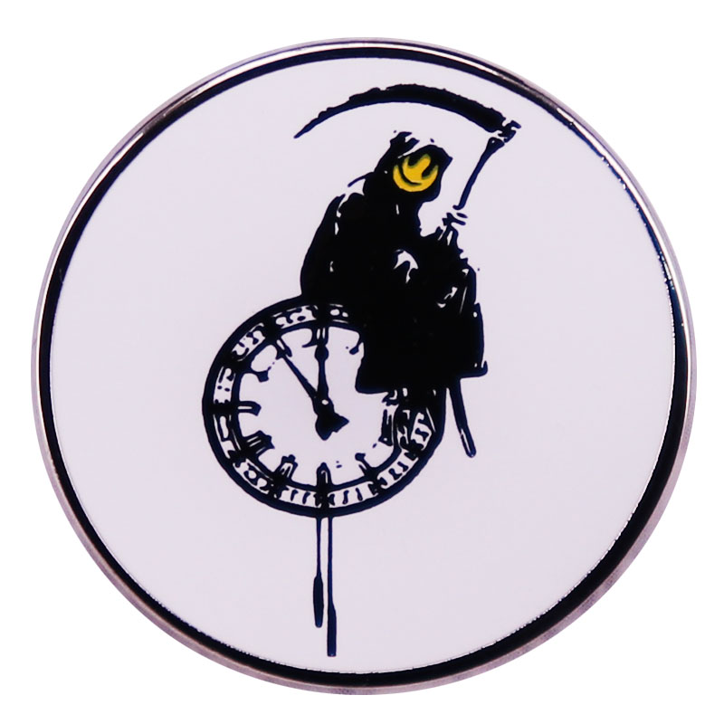 

Other Fashion Accessories Banksy-Grim Reaper Clock Enamel Pin Graffiti Art Badge