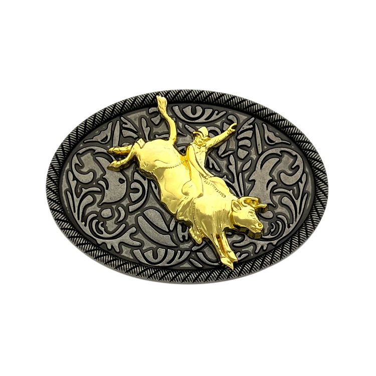 

Golden Rodeo Bull Western Cowboy Belt Buckle For Men Belt Head