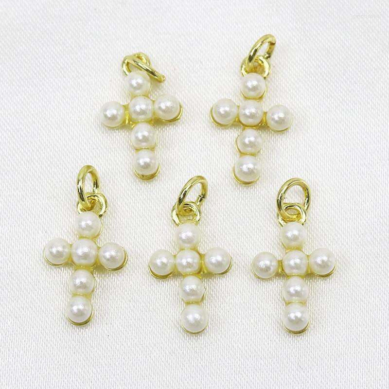 

Pendant Necklaces 10 Pcs Cross Necklace Natural Pearls Jewelry Accessories Pendants For Making 8551