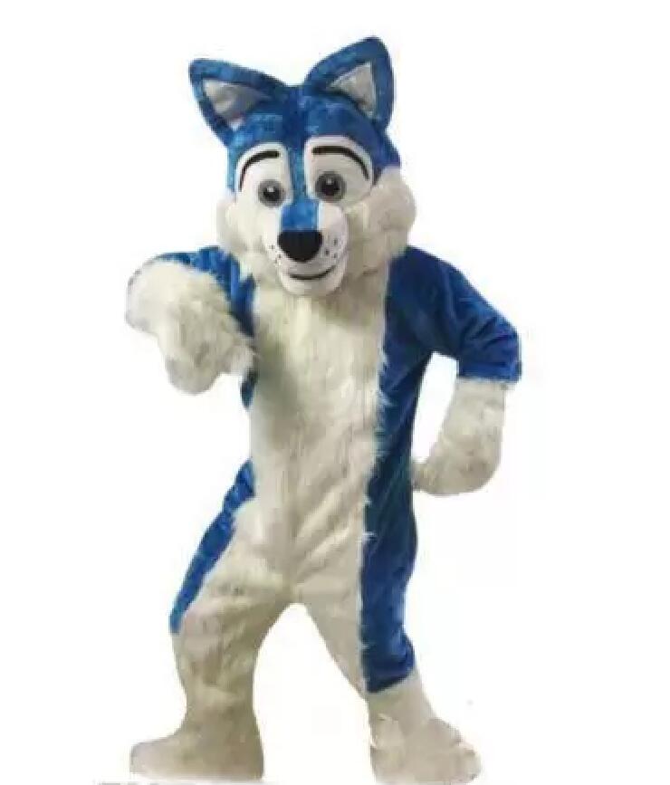 

factory hot Blue Husky Dog Mascot Costume Cartoon Wolf dog Character Clothes Christmas Halloween Party Fancy Dress, As pic