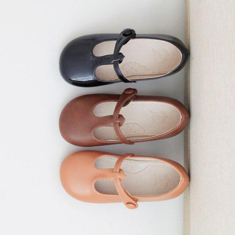 

Flat Shoes Genuine Leather Girls School 2022 Princess Party Performance Dance For Kids Toddler Baby Soft Flats, Brown
