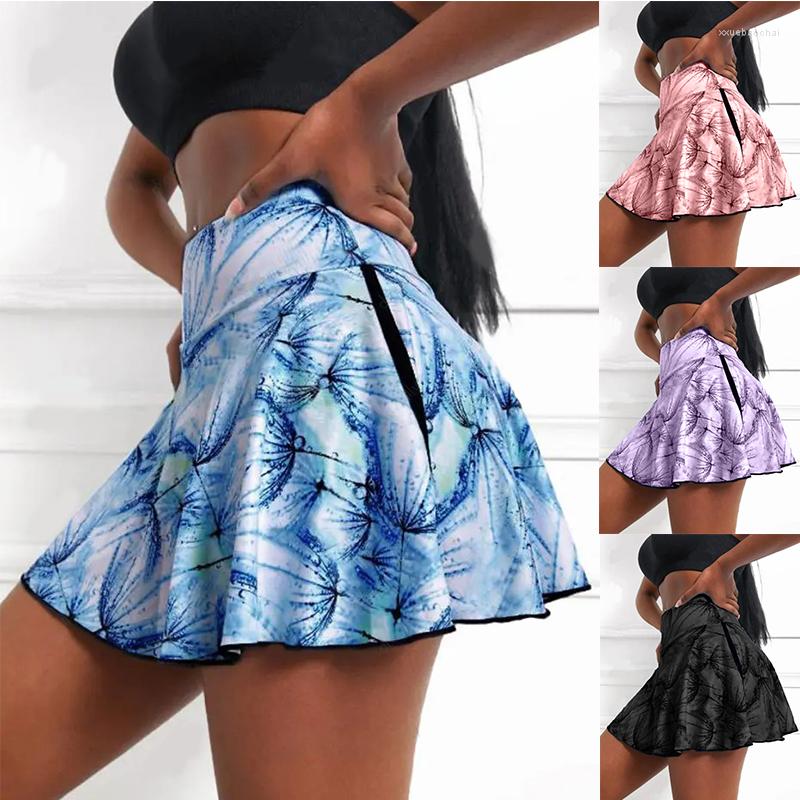 

Skirts Women' Fashion High Waist Printed Ladies Fitness Tennis Workout Shorts Mini Skirt Sport Breathable Comfort, Black