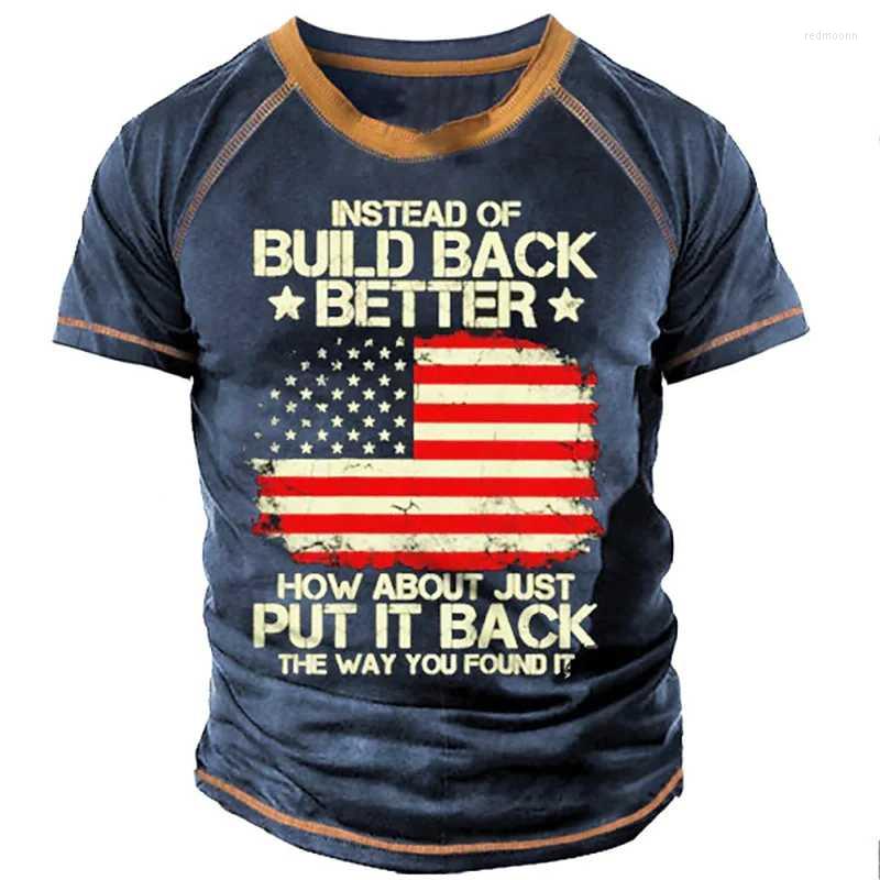 

Men's T Shirts Men's T-Shirts Summer Vintage English Letters 3D Print Men's Streetwear Crew Neck Loose Short Sleeve Tees Casual Top, Usflag-blue