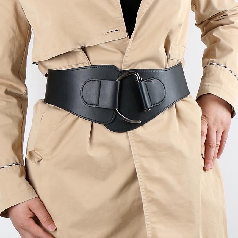 

Belts Luxury Black Big Buckle Belt Elastic Alloy Wide Waistbands For Women High Quality Stretch Ladies Coat Ketting Riem Waistband