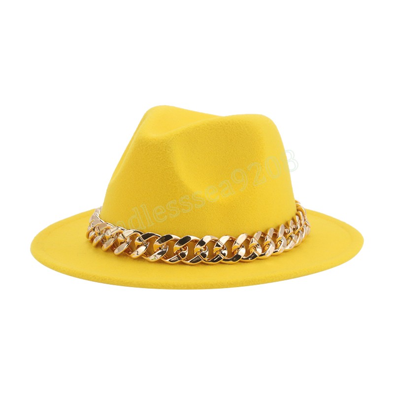 

Hats for Women Men Fedora Hat Chain Luxury Solid Autumn Winter Wide Brim Caps Casual Cute Chapeau Femme