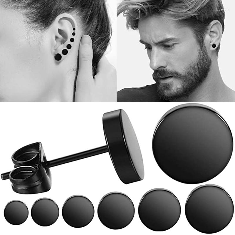 

Stud Earrings Punk Black Round For Women Men Unisex Simple Ear Studs Piercing Stainless Steel Earring Trendy Boys Jewelry Gifts