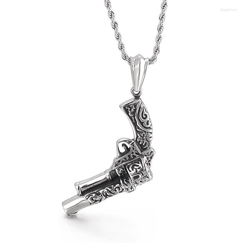 

Pendant Necklaces Retro Punk Style Creative Item Jewelry Personalized Army Pistol Titanium Steel Men's