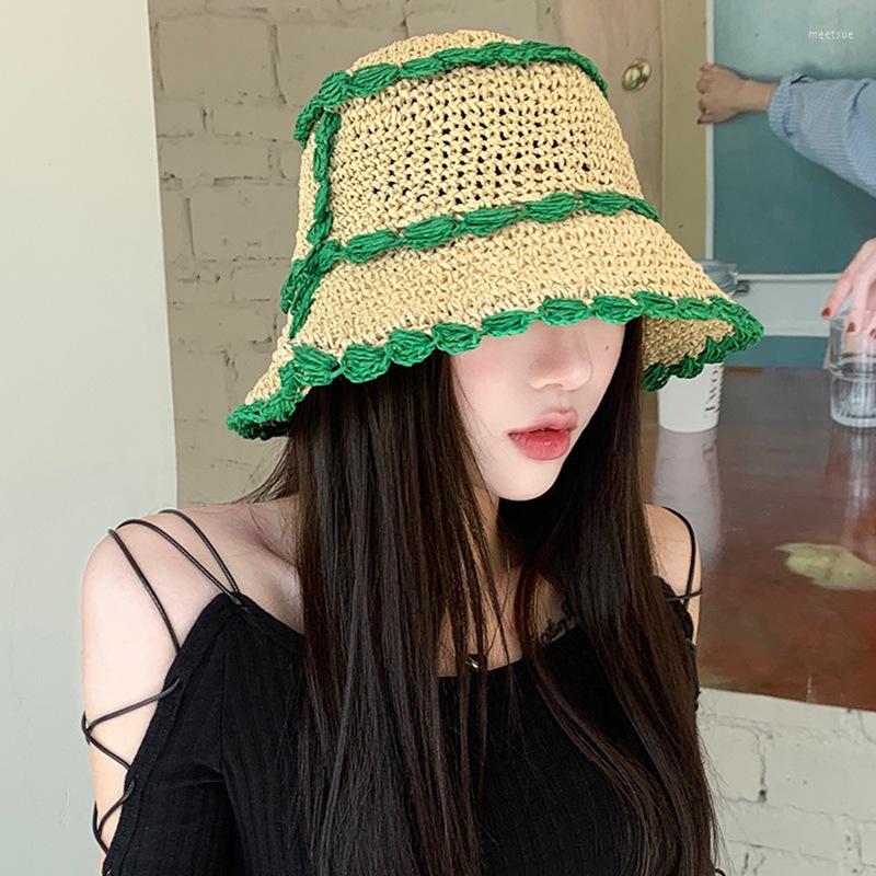 

Wide Brim Hats Weave Straw Sun Hat Women Summer Panama Fisherman Travel Seaside Beach Sunscreen Bucket, Color3