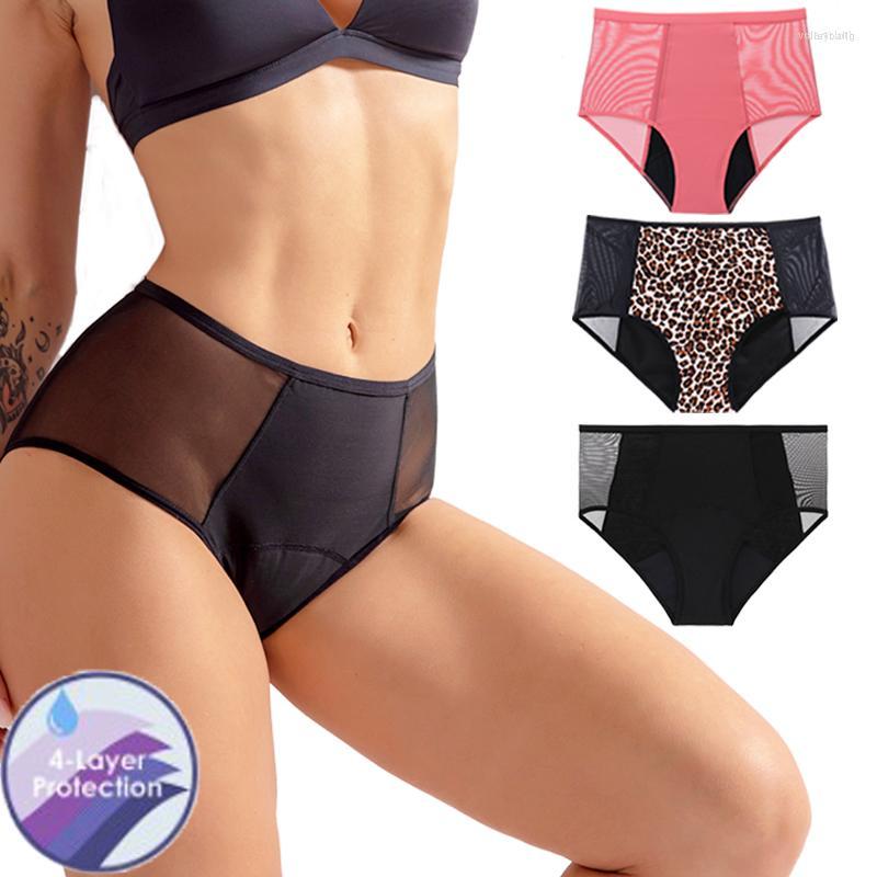 

Women's Panties Women's Drop Sexy Lace High Waist 4 Layers Leak Proof Period For Heavy Flow Menstural Underwear Antibacterial, Black