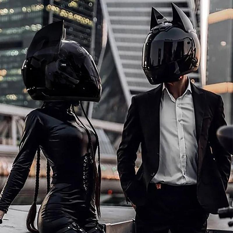 

Motorcycle Helmets Sweet Cat Women Helmet Horn Cascos Moto Cute Ear Girl Motorcross Lovely Pink Bow Men Motorbike Capacete 933, 933goldenlen