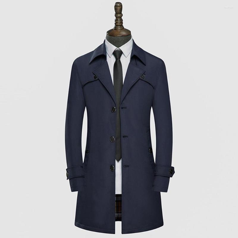 

Men's Trench Coats Men's Solid Color Long Single Breasted 2022 Autumn Winter Designer Men Casual Jacket, Black