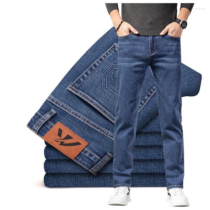 

Men's Jeans Personality Embossed Vintage Men's Autumn Brand Cotton Stretch Denim Classic Fashion Casual Fit Straight Midweight Pants, Black