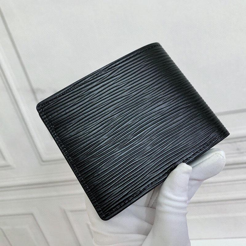 

Luxury Designer Fashion Men Wallets Classic Men Wallet Stripes Textured Multiple Bifold Short Small With Box high quality moneybag, Black textured