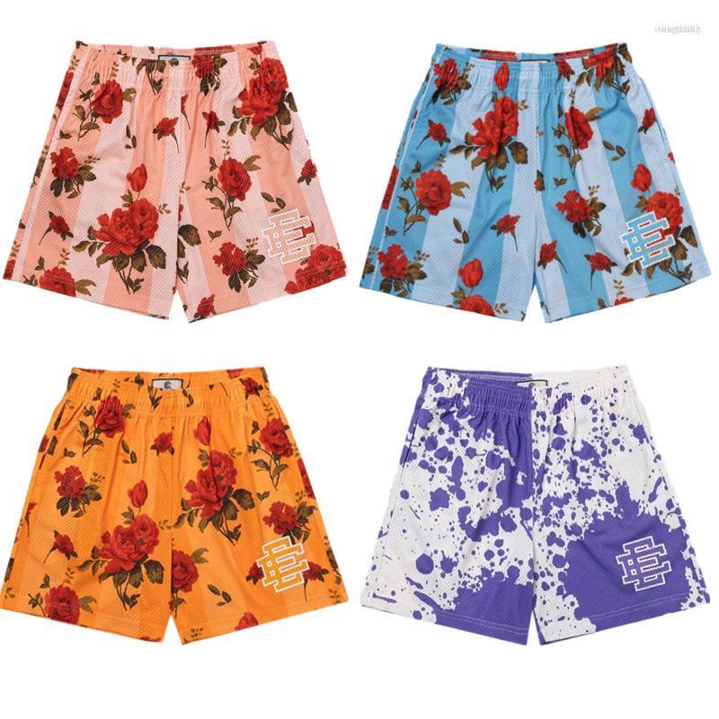

Men's Shorts Men's Eric Emanuel EE Fashion Rose Flower Printing Harajuku Style Men Women Sports Mesh Breathable Slim Streetwear Pants