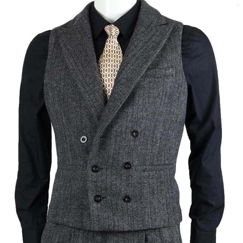 

Men's Vests 2022 Double Breasted Vest For Men Grey Vintage Vestido Formal Notch Lapel Suits Waistcoat Wedding -5XL, Army green