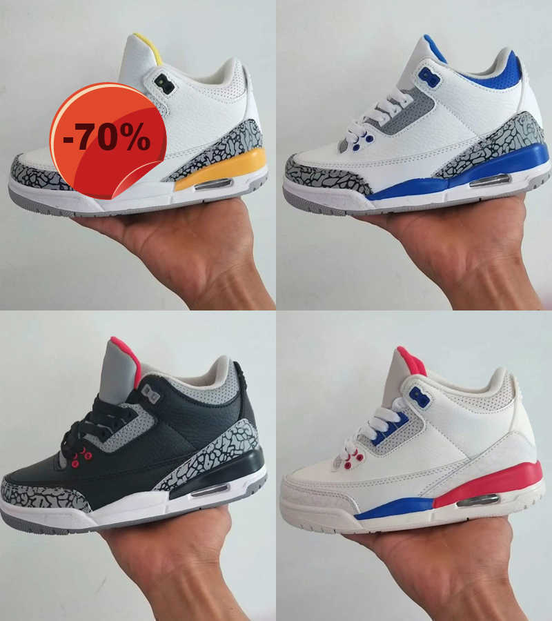 

Basketball Shoes Trainers Sports Sneakers Blue Black Cement Red Court Purple Laser Orange Cool Grey Jumpman 3 Kids 3S Racer Unc Jth Katrina, As photo 1