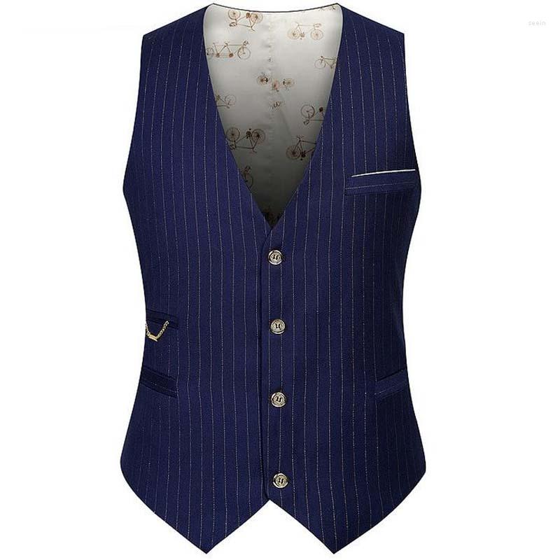 

Men' Vests Autumn Fashion Suit Vest Men' Stripe Slim Render Man Work Tops Blue Black XXL XXXL, Stripe black