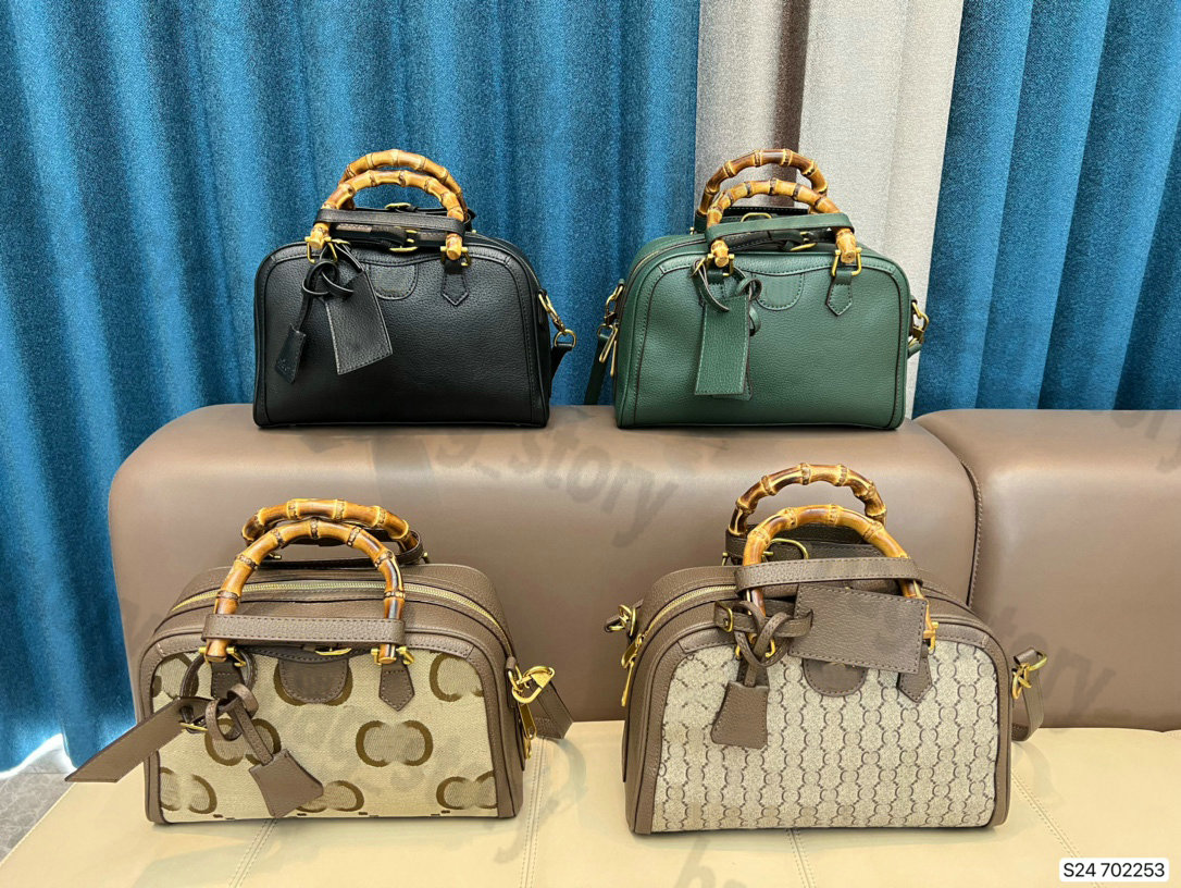 

Diana Boston Bag Designer Bamboo Handle Handbag Shoulderbag Crossbody Tote Luxury Ophidia Lady Casual Totes with 2 Shaper Handle Belt Golden Letter Wallte Purse