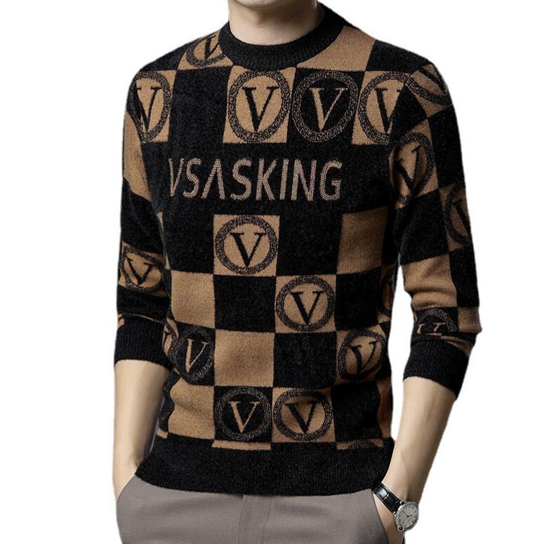

Men's Hoodies & Sweatshirts Golden velvet sweater men's European heavy industry bead embroidery hot drill bottoming Shirt Long Sleeve Top, W2