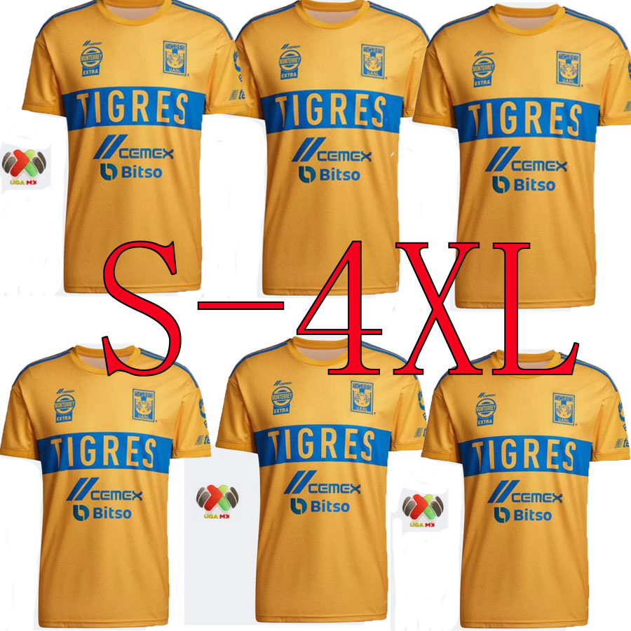 

S-4XL 22/23 Tigres UANL soccer jerseys LIGA MX 7 stars home away third GK jersey THAUVIN GIGNAC NICO 2022 2023 L.FERNANDEZ men kits football shirts, Gold
