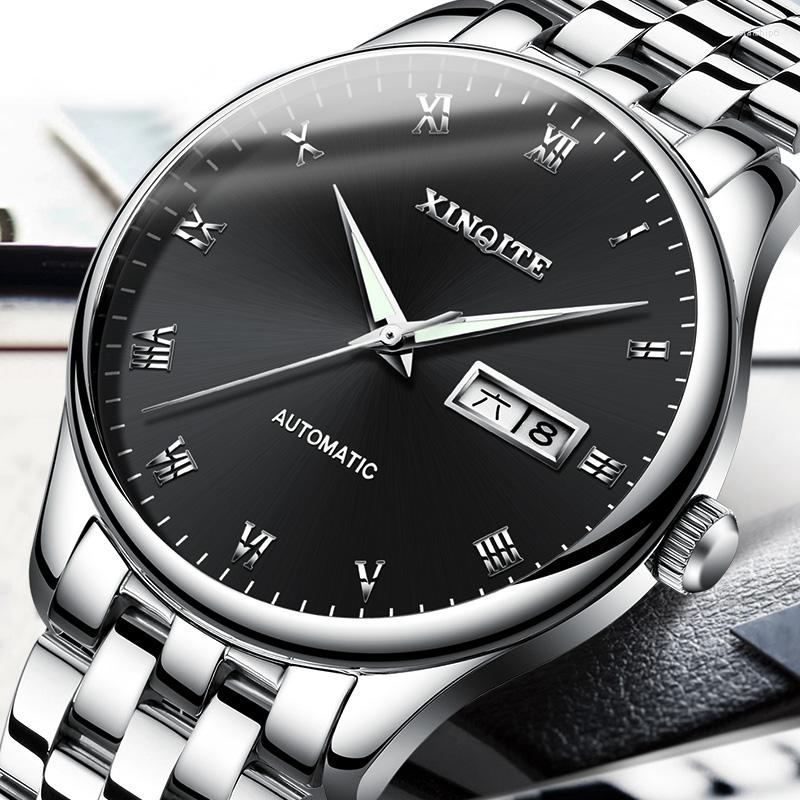 

Wristwatches XINQITE Mens Watches Top High Quality Automatic Mechanical Sports Watch Men Stainless Steel Waterproof, White black