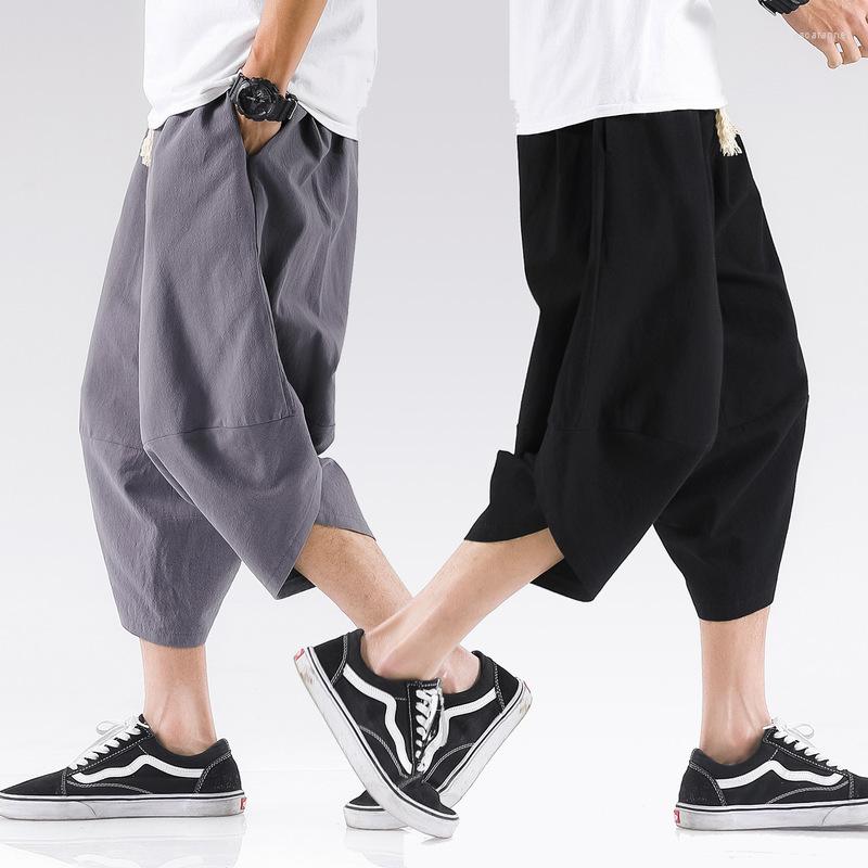 

Ethnic Clothing Men Chinese Style Hanfu Zen Casual Loose Trousers Japanese Cotton Linen Wide Leg Harem Pants Tai Chi Bottoms